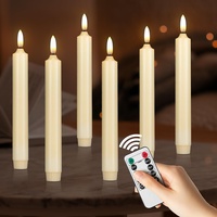 Encham 6 Stück LED Stabkerzen LED kerzen mit Timerfunktion Fernbedienung Flammenlose Kerzen Batteriebetriebene für Weihnachtsdeko Abendessen Geburtstage Hochzeitend Urlaubsfeiern