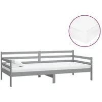 VidaXL Tagesbett mit Matratze 90x200 cm Grau Kiefer Massivholz