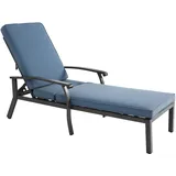 Merax Sonnenliege Garten, 1er Set, Alu Liegestuhl verstellbar mit Polster, Outdoor Relaxliege Rückenlehne mehrfach verstellbar, Blau