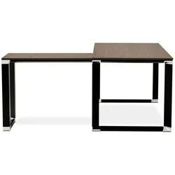Kadima Design Eckschreibtisch 170x160cm  Winkeldesign ergonomisch modern minimalistisch  Holz-Metall  braun-schwarzer Arbeitstisch