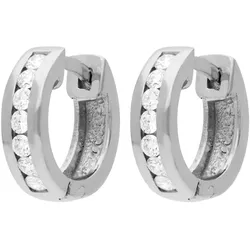 Paar Creolen LADY, silber (weißgold 375), Ohrringe, Damen, Diamanten ct, Diamanten
