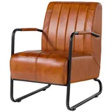 Massivmoebel24 Sessel Echtleder 59 x 85 x 84 cm Cognac