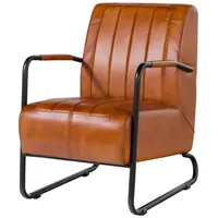 Massivmoebel24 Sessel Echtleder 59 x 85 x 84 cm Cognac