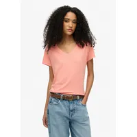 Superdry Studios Slub Embroidered Vee Kurzarm-T-Shirt Peach Amber Pink