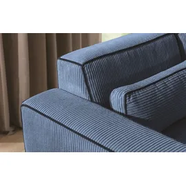 Fun Möbel Ecksofa Schlafsofa WALDO Stoff Poso Blau Ottomane Links - Blau