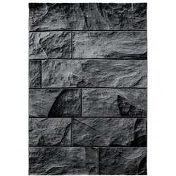 Teppich Handwäsche Kurzflor Steine Polypropylen Wohnzimmer Schwarz Rechteckig 280x370 | Kadima Design