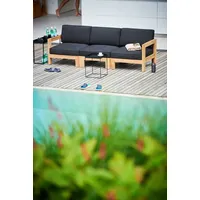 JAN KURTZ Modulsofa Arki Eckelement aus recyceltem Teakholz, Schwarz