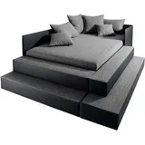 MAINTAL Polsterbett 246 x 72 cm Grau/Schwarz