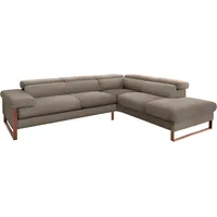 W.Schillig Ecksofa "finn, Designsofa mit tollem Sitzkomfort, bequem, L-Form", braun (stone z59), B:281cm H:71cm T:230cm, Flachgewebe S22 (100% Polyester);Stoff S37 (100% Polyester);Longlife Xtra-Leder Z59: Glattleder mit modischer Prägung.
