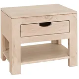 MASSIVMOEBEL24.DE Nachtschrank Akazie 50 x 35 x 45 cm Weiß