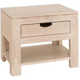 MASSIVMOEBEL24.DE Nachtschrank Akazie 50 x 35 x 45 cm Weiß