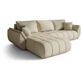 cornero Eckcouch Velours 3-Sitzer Beige