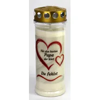 Kerzen Junglas - Grabkerze Papa mit 7 Tage Brenndauer, (3889), Grablichter mit Motiv, Grabkerzen mit Deckel, wetterfest, Trauerkerzen mit Spruch, 6 Stück