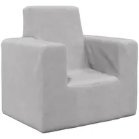 Kindersofa Hellgrau Weich Plüsch - Grau/Hellgrau