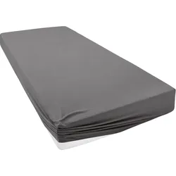 Spannbettlaken HOME AFFAIRE "Cremona, in den Qualitäten: Baumwolle mit Elastan oder Biber", grau (anthrazit), B:90cm L:200cm, Jersey-Elasthan, Obermaterial: 96% Baumwolle, 4% Elasthan, Laken, Premium Qualität, Größe ab 90x200 cm