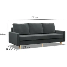 mebligo Schlafcouch Textil 3-Sitzer Gelb