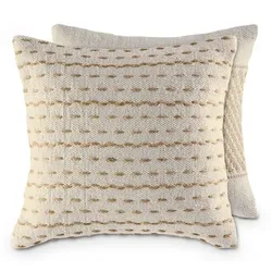 Amagohome Sofakissen 40x40cm Set 2Dekokissen Zierkissen Baumwolle u. Jute natur