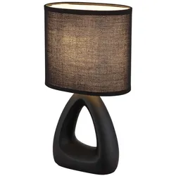 Tischleuchte Keramik schwarz Nachttischleuchte Textilschirm Schlafzimmerlampe schwarz, E14 Fassung, LxBxH 17x10x30 cm