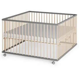 Sämann – make a difference. Laufgitter, Grau, Natur, Holz, Echtholz,Buche, 120x74x120 cm, Babymöbel, Laufstall Baby