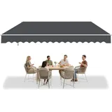 VA-Cerulean Aluminium Markise, Manuelle Gelenkarmmarkise, Sonnenschutz Sonnensegel, Sonnenmarkise, Markisenabdeckung Klemmmarkise, UV-beständig, Wasserabweisend (400x300cm, Dunkelgrau)