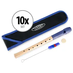Classic Cantabile Pivella Blockflöte Blau, deutsche Griffweise 10er Set