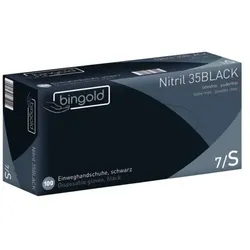 BINGOLD Nitril 35BLACK Einweghandschuhe Schwarz puderfrei 100 Stück : S