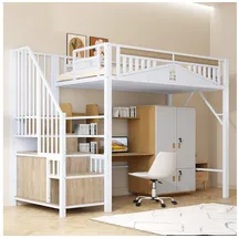 stilvora Hochbett 90 x 200 cm Holz/MDF weiß