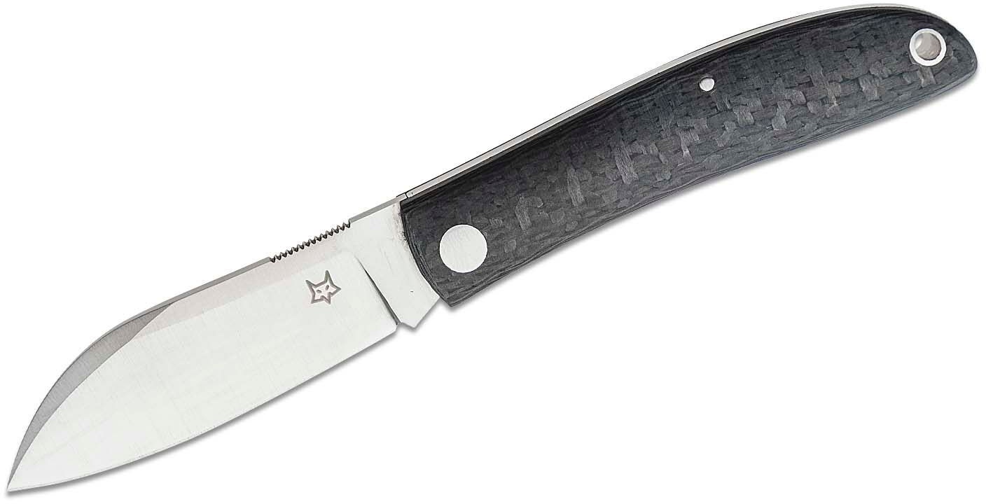 FOX Knives FX-273 CF Livri Slipjoint Folding Knife, M390 Blade, Micarta Handle. Leather Pouch