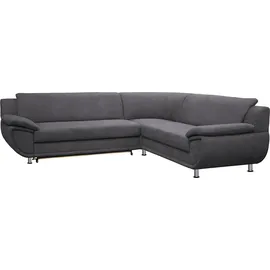 TRENDMANUFAKTUR Ecksofa »Rondo wahlweise mit Schlaffunktion, 267x247 cm (BxT), breite Armlehnen«, L-Form, wahlweise mit Federkern bestellbar, Füße chromfarben