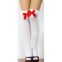 Oblique Unique sexy Strumpfhose - halterlos - Overknee Strümpfe für Damen mit Schleifen - Farbwahl (rote Schleifen)