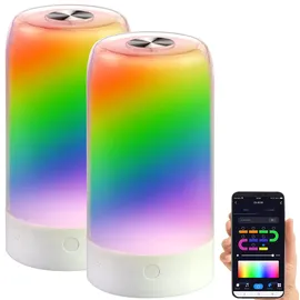 Luminea Home Control 2er-Set smarte Stimmungsleuchten mit RGB-IC-LEDs, 15 Modi, WLAN, weiß