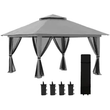 Outsunny Faltpavillon 4 x 4 m inkl. 4 Seitenteile Dunkelgrau