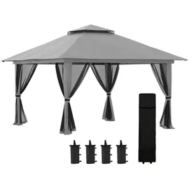 Outsunny Faltpavillon 4 x 4 m inkl. 4 Seitenteile Dunkelgrau