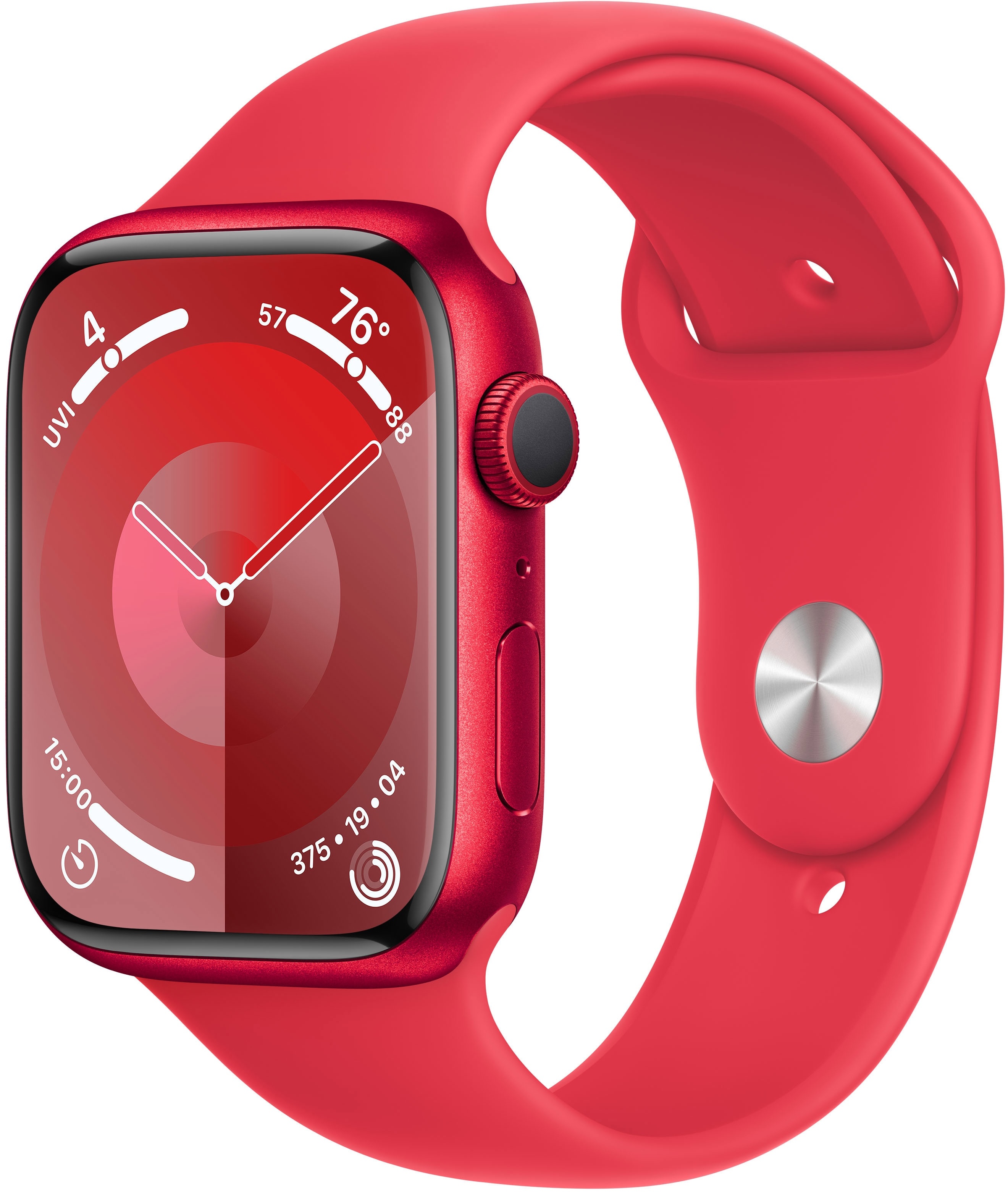 Apple Watch Series 9 (45 mm, Aluminium, nur WLAN, S/M), Sportuhr + Smartwatch