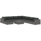 vidaXL Garten-Lounge-Set mit Auflagen grau
