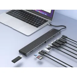 Conceptronic 14-1 Dock USB-C->2xHDMI/DP/2xUSB-C/+ 18cm sw