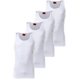 Hugo Herren Unterhemd, 4er Pack - Tank Top, Doppelripp, Cotton Stretch Weiß M