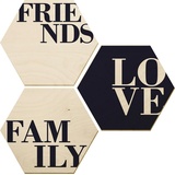 wall-art Holzbild »Love, Friends, Family«, Autos, (Set, Dekorative Wanddekoration), Holzposter Collage, beige