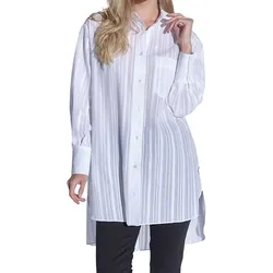 vestino Damen Oversized Bluse im Boyfriend Style Transparent mit Strukturstreifen Sommer-Bluse 900600 Weiß - XS