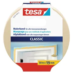 tesa Malerband Classic, 50m, in verschiedenen Größen, tesakrepp, Malerkrepp