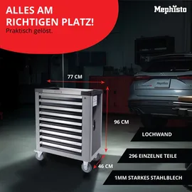 Mephisto Werkzeugwagen Stahl grau 9 Schubladen bestückt