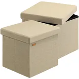 CASARIA Casaria® Faltbarer Sitzhocker mit Stauraum 2er Set Beige