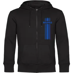 multifanshop Kapuzen Sweatshirt Jacke - Bielefeld - Streifen - Druck blau - Sweat