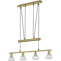 lightling LED Pendelleuchte Levin, JoJo Pendel, stufenlos höhenverstellbar auf 95 bis 160 cm, messing matt, Glas alabaster weiß, Breite: 61 cm, Tiefe: 11 cm