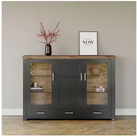 Set One by Musterring Highboard York Dekor Graphit / Eiche