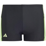 adidas Boy's Colourblock 3-Stripes Swim Boxers Badeanzug, Black/Green Spark/Lucid Lime, 7-8 Years