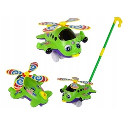 LEAN Toys Spielzeug-Flugzeug Flugzeugschieber Stiel Plane Pusher Spielzeug Propeller Sounds Set grün