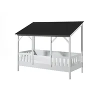 58 aufm Kessel Hausbett Katiya 214x105x174 Massivholz+MDF Weiß/Schwarz