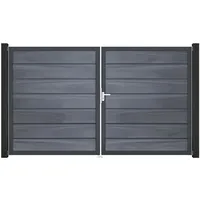 GROJA Grande Steckzaun Tor Premium DIN Rechts DB Steingrau
