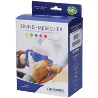 Dr. Junghans Einnehmebecher mit Griff und Deckel 4 mm blau 1 St.